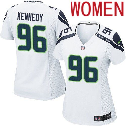 Women Seattle Seahawks #96 Cortez Kennedy Nike White Game NFL Jersey->women nfl jersey->Women Jersey